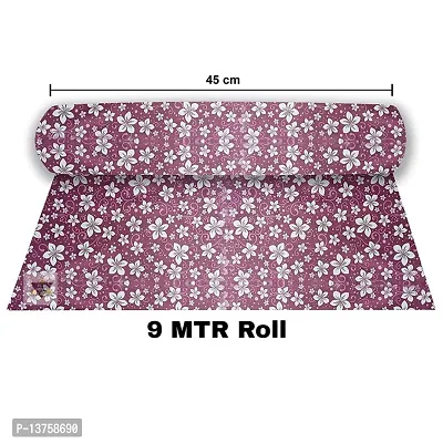 ROYAL-NEST ? Light Pink Color, White Flower Design, Sheet Roll/Mat for Drawer, Antislip Mat, Size - 45 x 900 cm, 9 Meter Rectangular Long Shelf Liner-thumb3