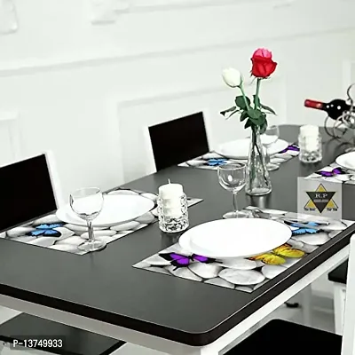ROYAL - NEST Placemats Dinning Mats Self Design Stone Design Mats Color (White) Set of 3