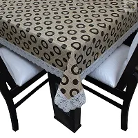 ROYAL - NEST ?3D Self Design 2 to 4 Seater (40 INCH x 60 INCH) Printed Black Circle, Brown Color Table Cover with Lace-thumb3