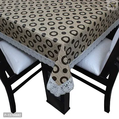 ROYAL - NEST ?3D Self Design 2 to 4 Seater (40 INCH x 60 INCH) Printed Black Circle, Brown Color Table Cover with Lace-thumb4