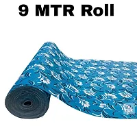 ROYAL-NEST ? Sky Blue Color, Sheet Roll / Mat for Drawer, Antislip Mat, White Flower Design, Size - 45 x 900 cm, 9 Meter Rectangular Long Shelf Liner-thumb1