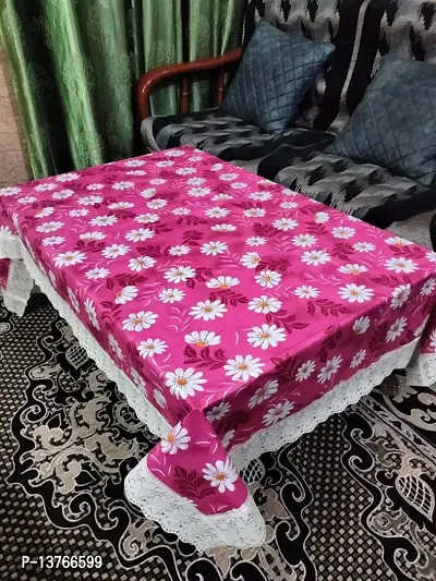 ROYAL - NEST ? Table Cover Medium Size Flower, Pink Color 2 to 4 Seater (40 INCH x 60 INCH) Self Design 3D Printed Table Cover ( Lace)