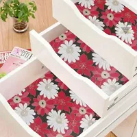 ROYAL-NEST ? Red Color, Size - 45 x 1000 cm, Rectangular Long Shelf Liner, 10 Meter Flower Design, Sheet Roll / Mat for Drawer, Antislip Mat-thumb2