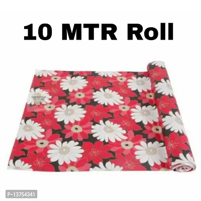 ROYAL-NEST ? Red Color, 10 Meter Rectangular Long Shelf Liner,Flower Designs, Size - 45 x 1000 cm, Sheet Roll / Mat for Drawer, Antislip Mat