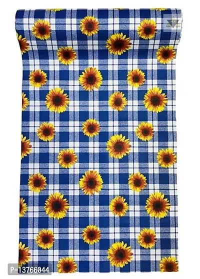 ROYAL-NEST ? Size - 45 x 1000 cm, 10 Meter , Blue Color Rectangular Long Shelf Liner, Blue Box Yellow Flower Design, Sheet Roll / Mat for Drawer, Antislip Mat-thumb5