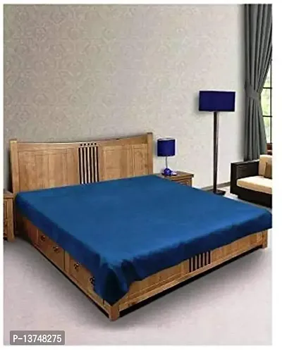 ROYAL - NEST Bed Sheet Soild PVC Self Design Single Bed Sheet Bed Sheet Color 4.5 x 6 Feet (Blue)-thumb0