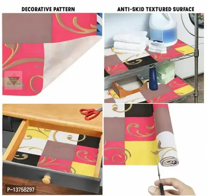 ROYAL-NEST ? Multicolor Color, Size - 45 x 1000 cm, Rectangular Long Shelf Liner, 10 Meter Multi Leaf Design, Sheet Roll / Mat for Drawer, Antislip Mat-thumb2