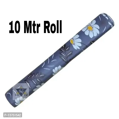 ROYAL-NEST ? 10 Meter Rectangular Long Shelf Liner Blue Color, Flower Design, Sheet Roll / Mat for Drawer, Antislip Mat, Size - 45 x 1000 cm-thumb0