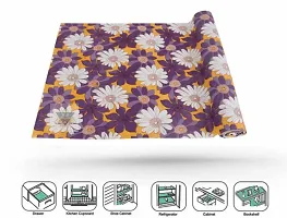 ROYAL-NEST ? Purple Color, 10 Meter Rectangular Long Shelf Liner,White Flower Designs, Size - 45 x 1000 cm, Sheet Roll / Mat for Drawer, Antislip Mat-thumb3