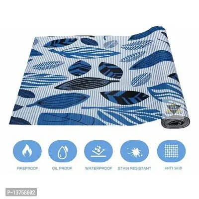 ROYAL-NEST ? Blue Color, Black Leaf Design, Size - 45 x 1000 cm, Rectangular Long Shelf Liner, 10 Meter Sheet Roll/Mat for Drawer, Antislip Mat-thumb4