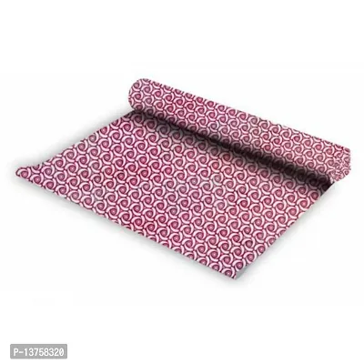 ROYAL-NEST ? Pink Color, Size - 45 x 1000 cm, 10 Meter Rectangular Long Shelf Liner,White Rose Flower Design, Sheet Roll / Mat for Drawer, Antislip Mat-thumb0