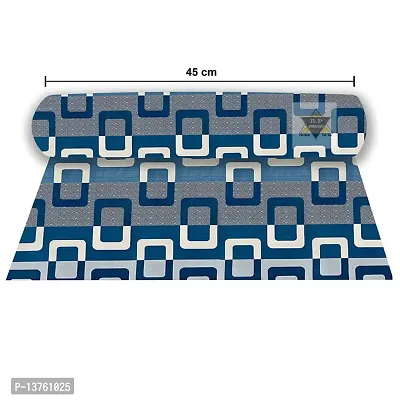 ROYAL-NEST ? 5 Meter, Rectangular Long Shelf Liner, Size - 45 x 500 cm Blue Color, White Box Design, Sheet Roll / Mat for Drawer, Antislip Mat-thumb2