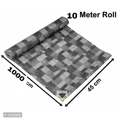 ROYAL-NEST ? Gray Color, Sheet Roll / Mat for Drawer, Antislip Mat, Wooden Design, Size - 45 x 1000 cm, 10 Meter Rectangular Long Shelf Liner-thumb3