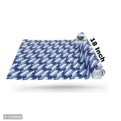 ROYAL-NEST ? Blue Color, White Cut Design, Size - 45 x 1000 cm, 10 Meter Rectangular Long Shelf Liner, Sheet Roll / Mat for Drawer, Antislip Mat-thumb2