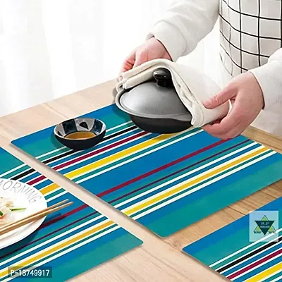 ROYAL - NEST Multicolor Color Placemats Dinning Mats with Self Design Set of 3 Line Design Mats