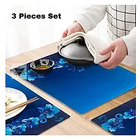 ROYAL - NEST Self Design PVC Placemats Dinning Mats Blue Color (Set of 3) Butterfly Design Mats-thumb1