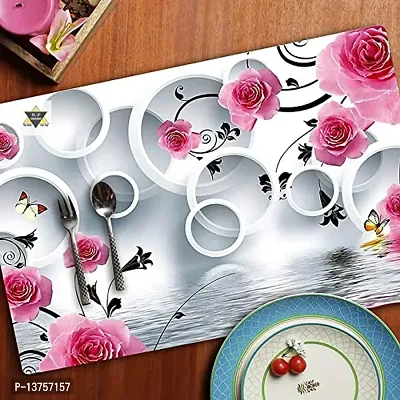 ROYAL - NEST Self Design Pink Color Set of 6 Placemats Dinning Mats (Round Design Mats)-thumb4