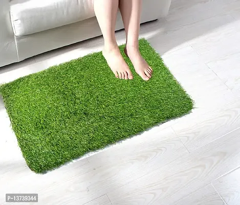 ROYAL - NEST Medium Size Doormat Self Design with Grass Antiskid Green Color-thumb0