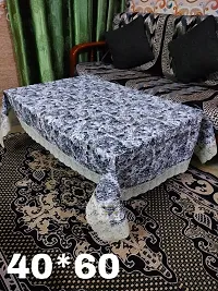 ROYAL - NEST ? Plastic Printed Round Table Cover 2 to 4 Seater (40 INCH x 60 INCH) Table Cloth Table Cover Round Table Cover Bail, Gray Color with Lace-thumb1