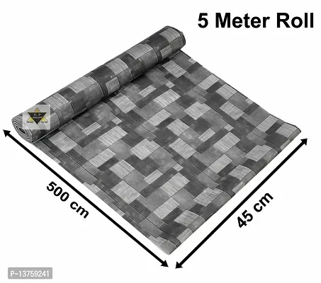 ROYAL-NEST ? Size - 45 x 500 cm, 5 Meter , Gray Color Rectangular Long Shelf Liner, Wooden Design, Sheet Roll / Mat for Drawer, Antislip Mat-thumb5