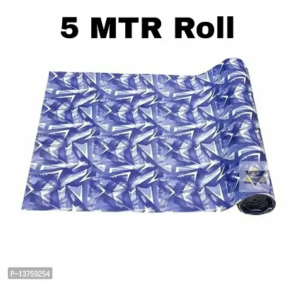 ROYAL-NEST ? Blue Color, Sheet Roll / Mat for Drawer, Antislip Mat, 5 Meter Rectangular Long Shelf Liner,White Triangle Design, Size - 45 x 500 cm