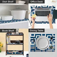 ROYAL-NEST ? 10 Meter, Size - 45 x 1000 cm , Antislip Mat Rectangular Long Shelf Liner, Blue Color, White Box Design, Sheet Roll / Mat for Drawer-thumb3