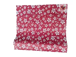 ROYAL-NEST ? Maroon Color, 10 Meter Rectangular Long Shelfs Liner,White Flower Design, Size - 45 x 1000 cm, Sheet Roll / Mat for Drawer, Antislip Mat-thumb2