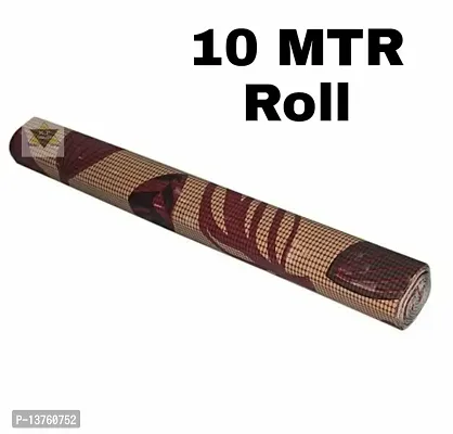 ROYAL-NEST ? Brown Color, Maroon Leaf Design, Sheet Roll / Mat for Drawer, Antislip Mat, 10 Meter Rectangular Long Shelf Liner, Size - 45 x 1000 cm-thumb0