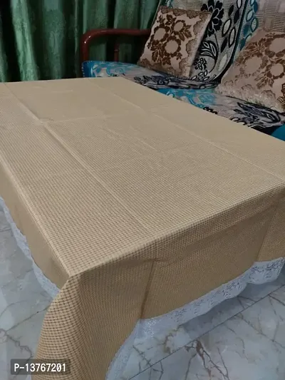 ROYAL - NEST ? Self Design 3D Lace Plastic 2 to 4 Seater Shine, Golden Color Table Cover-thumb0