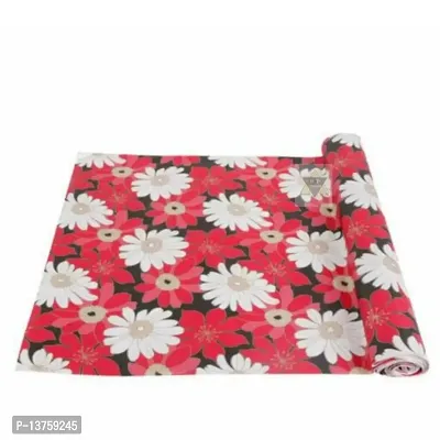 ROYAL-NEST ? 5 Meter, Rectangular Long Shelf Liner, Size - 45 x 500 cm Red Color, Flower Design, Sheet Roll / Mat for Drawer, Antislip Mat-thumb2