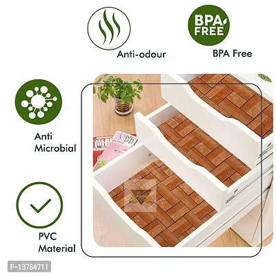 ROYAL-NEST ? Brown Color, Wooden Design, Sheet Roll / Mat for Drawer, Antislip Mat, Size - 45 x 1000 cm, 10 Meter Rectangular Long Shelf Liner-thumb4