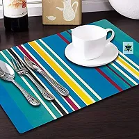 ROYAL - NEST Multicolor Color Placemats Dinning Mats with Self Design Set of 3 Line Design Mats-thumb3