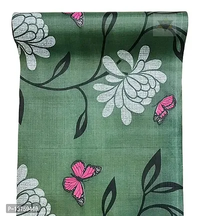 ROYAL-NEST ? Green Color, Flower Design, Adjustable Size - 45 x 900 cm, 9 Meter Rectangular Long Shelf Liner for Cupboard/Sheet Roll for Almira|Mat for Drawer Shelf|Antislip Mat|Waterproof-thumb4