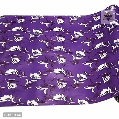 ROYAL-NEST ? 9 Meter, Rectangular Long Shelf Liner, Size - 45 x 900 cm Purple Color, White Flower Design, Sheet Roll/Mat for Drawer, Antislip Mat-thumb3