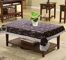 ROYAL - NEST ? Printed Bamboo, Brown Color 2 to 4 Seater Table Cover 3D Attached Self Design with Lace-thumb3