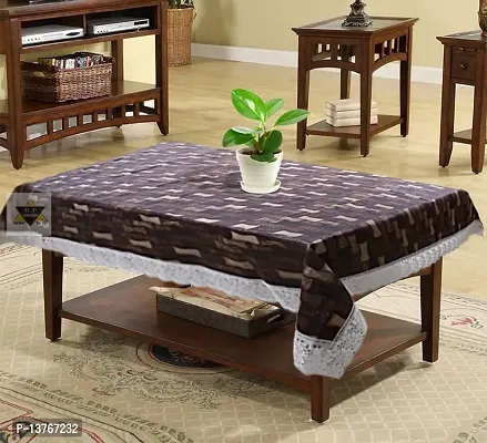 ROYAL - NEST ? Printed Bamboo, Brown Color 2 to 4 Seater Table Cover 3D Attached Self Design with Lace-thumb4