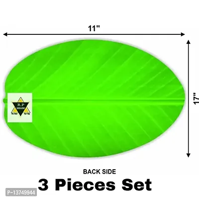 ROYAL - NEST 17 x 12 cm Placemats Dinning Mats Self Design (Color) Green Set of 3 Bannana Design Mats