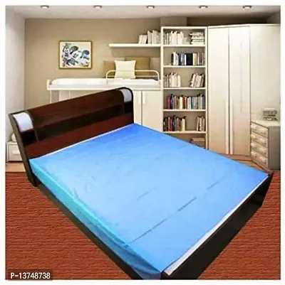 ROYAL - NEST Bed Sheet Self Design Single Bed Sheet Soild with PVC (Color 4.5 x 6 Feet) Sky Blue