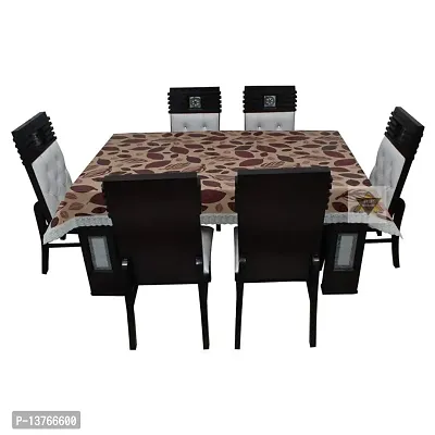 ROYAL - NEST ? Medium Size 2 to 4 Seater 3D Table Cover Self Design Plastic Table Cover with Lace Brown Leaf, Brown Color-thumb4