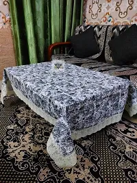 ROYAL - NEST ? Plastic Printed Round Table Cover 2 to 4 Seater (40 INCH x 60 INCH) Table Cloth Table Cover Round Table Cover Bail, Gray Color with Lace-thumb4