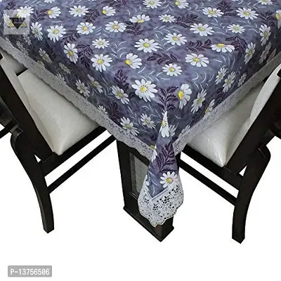 ROYAL - NEST ? Plastic 2 to 4 Seater Printed 3D Table Cover Self Design with Lace (Flower, Blue Color)-thumb5