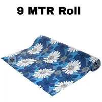 ROYAL-NEST ? Sky Blue Color, Flower Design, Sheet Roll for Almira/Mat for Drawer Shelf|Antislip Mat|Waterproof PVC| Adjustable Size - 45 x 900 cm, 9 Meter Rectangular Long Shelf Liner Cupboard-thumb1