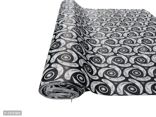 ROYAL-NEST ? Black Color, White Rose Flower Design, Sheet Roll / Mat for Drawer, Antislip Mat, Size - 45 x 1000 cm, 10 Meter Rectangular Long Shelf Liner-thumb0