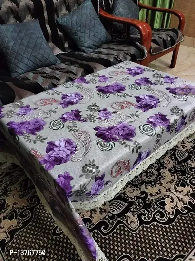 ROYAL - NEST ? 2 to 4 Seater (40 INCH x 60 INCH) Table Cover 3D Self Design Plastic Table Cover Medium Size Holyhock, Purple Color-thumb5