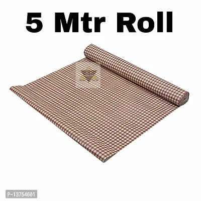 ROYAL-NEST ? 5 Meter Rectangular Long Shelf Liner, Size - 45 x 500 cm Brown Color, Small Box Design, Sheet Roll / Mat for Drawer, Antislip Mat-thumb0