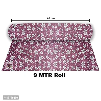 ROYAL-NEST ? 9 Meter Rectangular Long Shelf Liner Light Pink Color, White Flower Design, Sheet Roll/Mat for Drawer, Antislip Mat, Size - 45 x 900 cm-thumb3