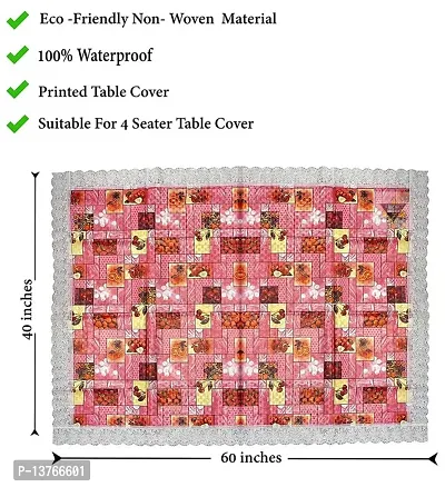 ROYAL - NEST ? Printed 2 to 4 Seater (40 INCH x 60 INCH) 3D Table Cover Medium Size Plastic Fruits, Pink Color Table Cover-thumb4