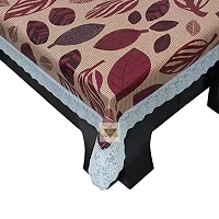 ROYAL - NEST ? Medium Size 2 to 4 Seater 3D Table Cover Self Design Plastic Table Cover with Lace Brown Leaf, Brown Color-thumb2