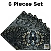 ROYAL - NEST 17 x 12 cm Set of 6 (Color) Blue Placemats Dinning Mats Self Design Flower Design Mats-thumb2