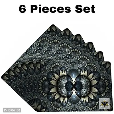 ROYAL - NEST 17 x 12 cm Set of 6 (Color) Blue Placemats Dinning Mats Self Design Flower Design Mats-thumb3